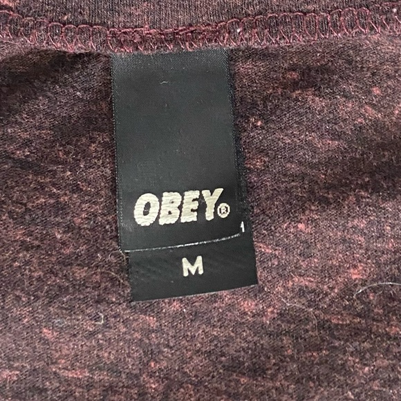 Obey women burgundy tone on tone long sleeve pullover sweater. Size M. Used. - Picture 7 of 9